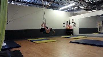 First beginner aerial trapeze practice routine. Circus Arts. Aerial.AVI