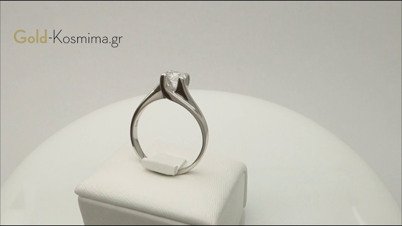 Λευκόχρυσο μονόπετρο με ζιργκόν 14Κ - SR556