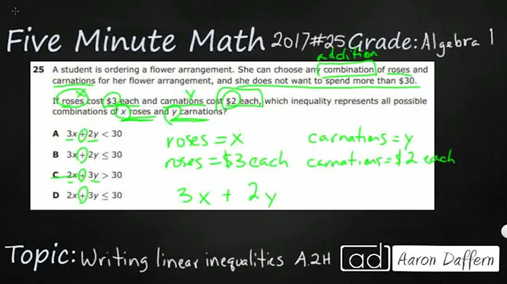 Algebra 1 STAAR Practice Writing Linear Inequalities (A.2H -  #2)