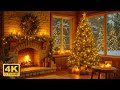 Warm Christmas Eve Festive Fireplace Glowing Tree Ambience In Stunning 4K Ultra HD 