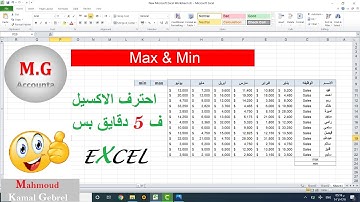 شرح دوال MAX & MIN ايجاد اعلي قيمة او أقل قيمة علي الاكسيل EXCEL