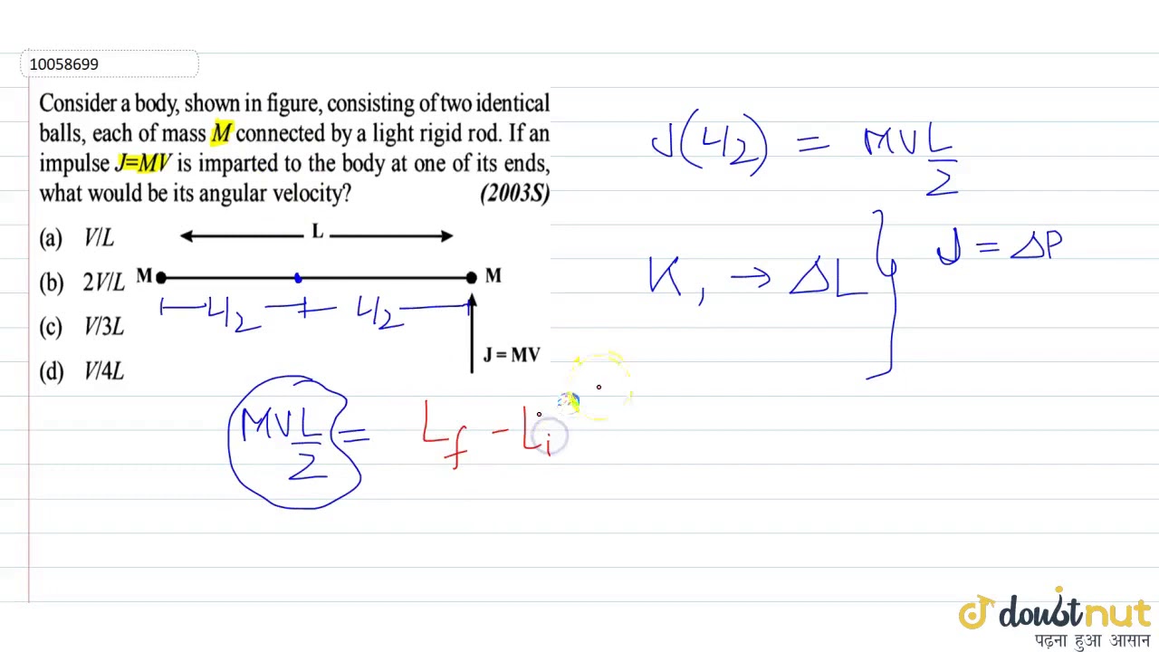 Consider a body, shown in figure, consisting of two identical balls