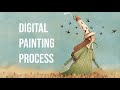 Digital Watercolor -  Painting Process - Watercolor Brushes