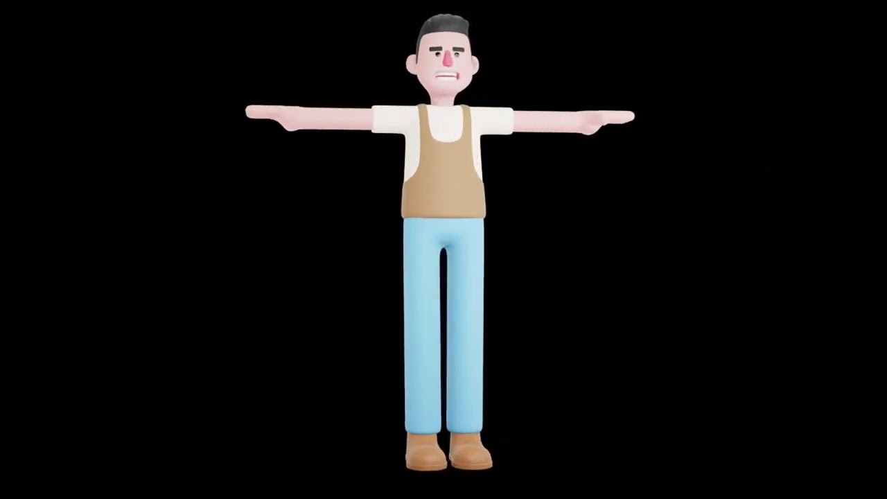 3D Cartoon Male Barista Turntable | Stylized Coffee Shop Character