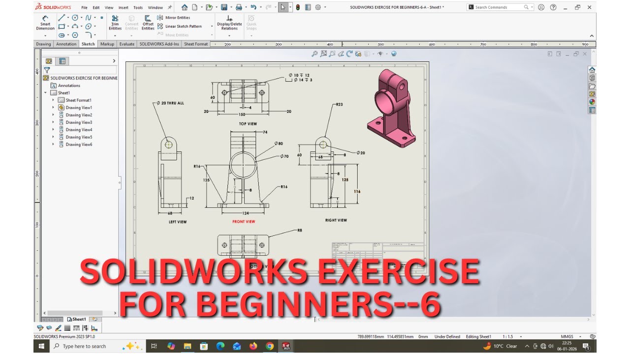 Упражнение по SolidWorks для начинающих - 6.