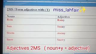 2ms adjectives (Y)  weather صفات الطقس ، كيف (تحصل على نقطتين في امتحان الفصل الثالث #ثانيه متوسط