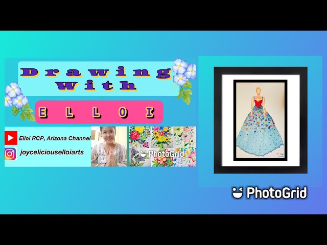 Drawing with Elloi: Fashion Illustration Red and Blue Gown #asmr #satisfying