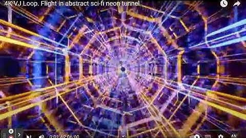 4K VJ Loop. Flight in abstract sci-fi neon tunnel