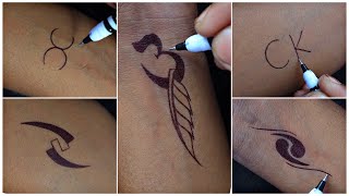How to make amazing tattoo designs with pen for boys & girls || trick tattoo || simple om tatu /\/\