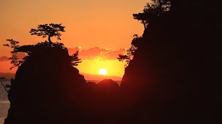 香川 小豆島 花寿波島の朝景｜小島の間から晩秋の朝日が瀬戸内に昇る【Japan 1 Minute Travel】Autumn Sunrise Rising Between Islets