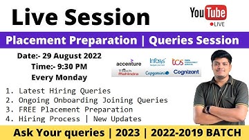 Live Session Hiring Preparation Queries Session PART-1 TOP Service Based MNC Queries 2022-2019-23