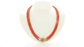 Bloedkoralen Collier Met Gouden Siersluiting 14 Krt