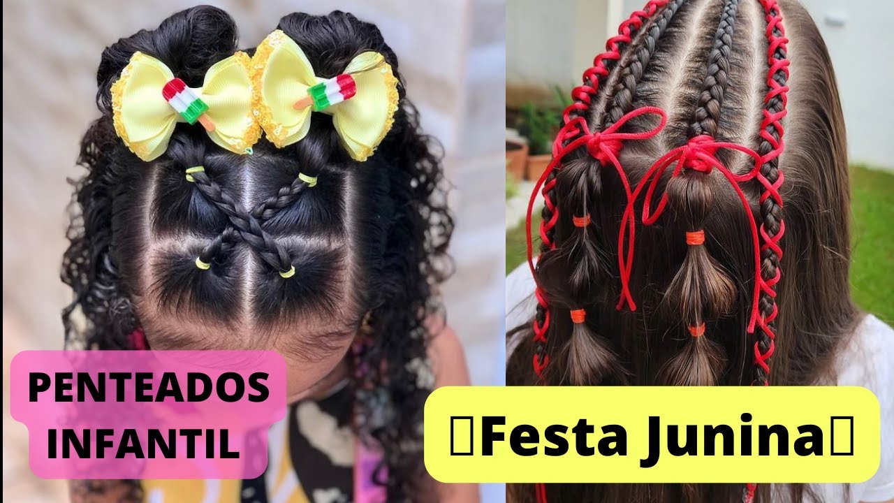 PENTEADO INFANTIL FÁCIL PARA CABELO CACHEADO/ COM FITAS LIGUINHAS