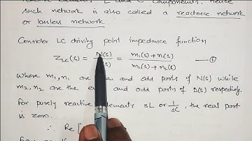 SYNTHESIS OF DRIVING POINT IMMITANCE FUNCTION