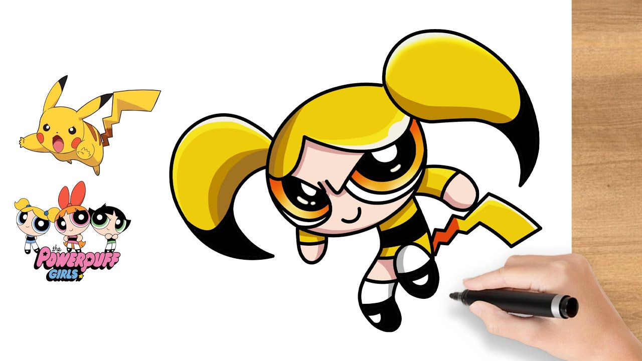 How to Draw Pikachu Pokemon x PowerPuff Girl Style