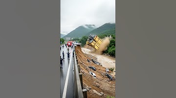 Large riverside building collapses due to flood! #RiverbankCollapse #FloodDisaster #CrowdInDanger