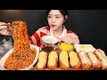 SUB)바삭바삭 달달한 고구마치즈돈까스에 불닭볶음면 먹방! 맵단맵단 꿀조합 리얼사운드 Pork Cutlet & Buldak Noodles Mukbang ASMR