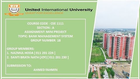 BANK MANAGEMENT SYSTEM : WRITTEN IN C PROGRAMMING || UNITED INTERNATIONAL UNIVERSITY