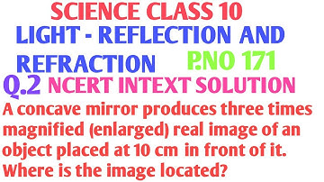 A concave mirror produces three times magnified real image  of an object placed at 10 cm in front