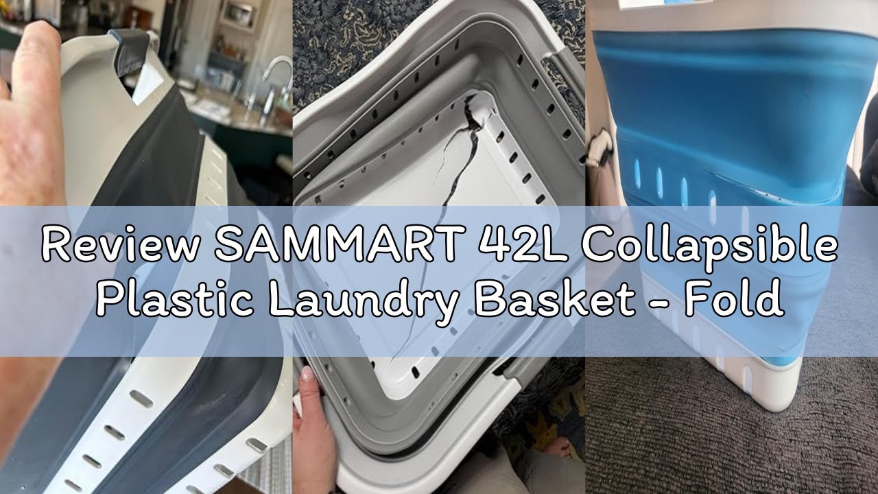 SAMMART Cesto Portabiancheria Pieghevole 42L – Pop Up In Plastica TPE/PP – Contenitore Salvaspazio Per Bucato Giocattoli – Bianco/Grigio - 3