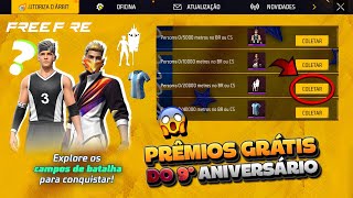 BOA! RECOMPENSA DO 9° ANIVERSÁRIO, SKINS DE GRAÇA, BANDEIRÃO EMOTE E SUPER CAIXA DE LOOT - FREE FIRE