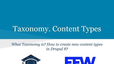 Taxonomy. Content Types. Fields