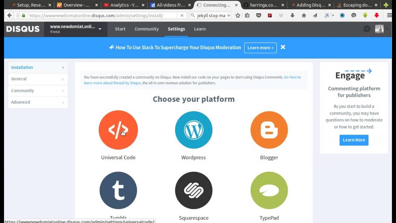 Community settings. Community settings