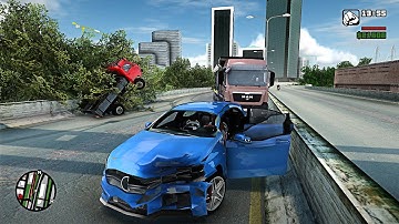GTA SA Realistic Vehicle Deformation - Crash Testing Real Car Mods Ep.24