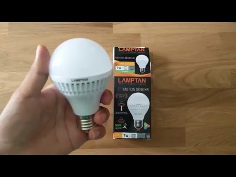 แกะกล่อง หลอดไฟไม่ธรรมดา Lamptan Motion Sensor LED ในตัว เปิด-ปิดเองได้ ไม้ง้อสวิทช์