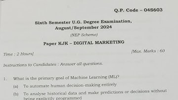 Digital marketing 6th semester exam B.com 2024 NEP question paper VIDEOS 