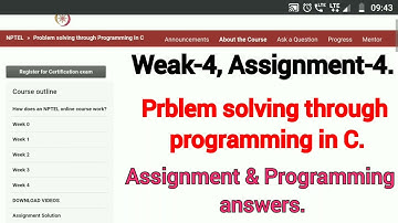 Problem solving through programming in C // NPTEL // weak-4, Assignment-4 with programming answer //