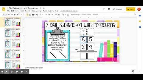 2 Digit Subtraction with Regrouping - Google Slides