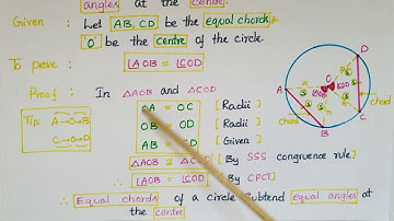 Proof of theorem 10.1-Equal chords of a circle subtend equal angles at the centre-Ncert- class9