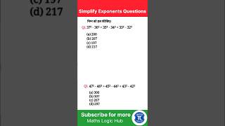Simplify of Exponent Hack for Exams #maths #education #reasoning #cartos