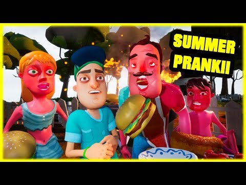 SPICY SUMMER HAMBURGER FAMILY BARBECUE PRANK - Hello Neighbor Mod