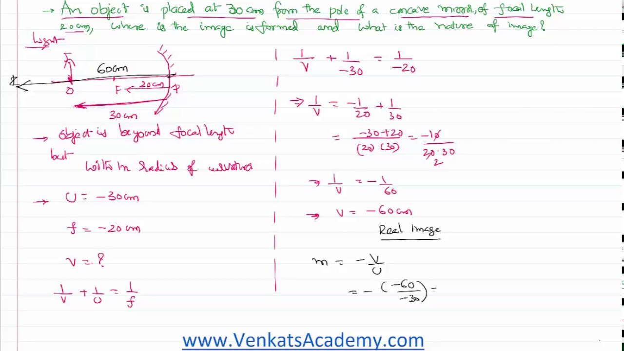 Image when Object is between Focal Length and Radius of Concave Mirror
