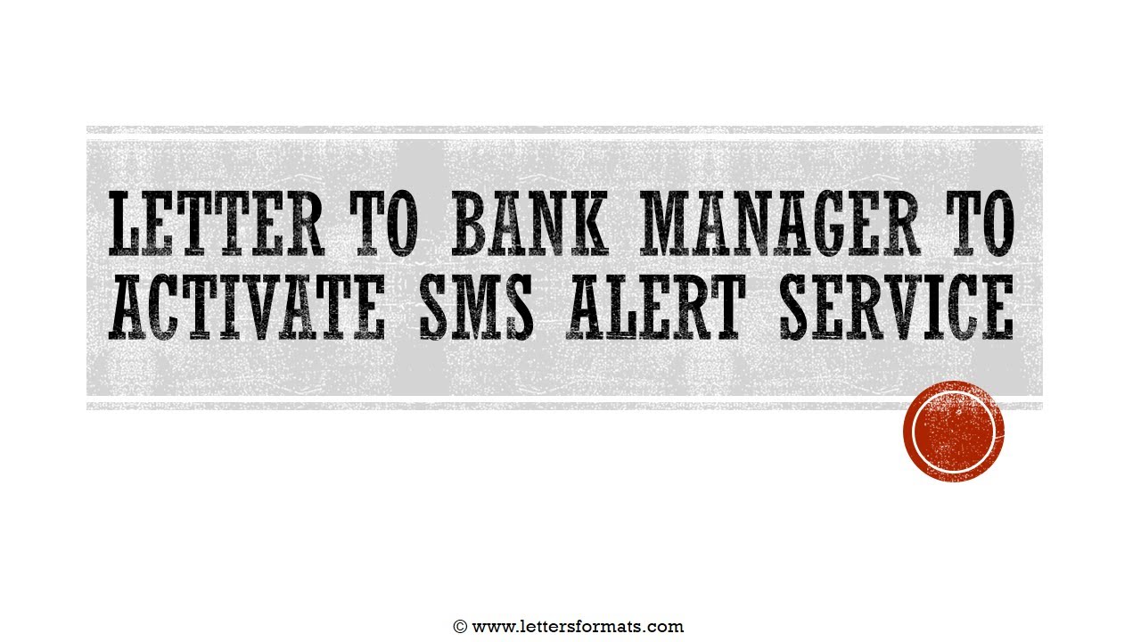 application letter to bank for sms alert