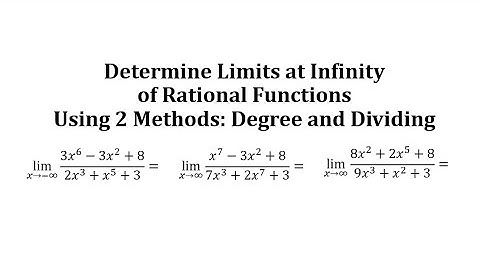 Determine Limits at Infinity of Rational Functions Using 2 Methods: Degree and Dividing
