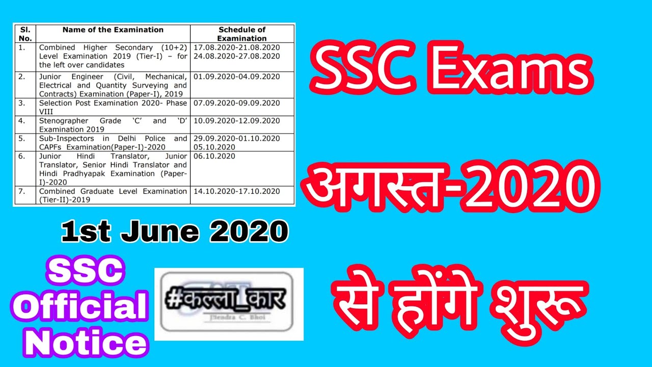 SSC Exam Dates Announcement | #SSCCHSL2019 | #SSCSTENO2019 | # ...