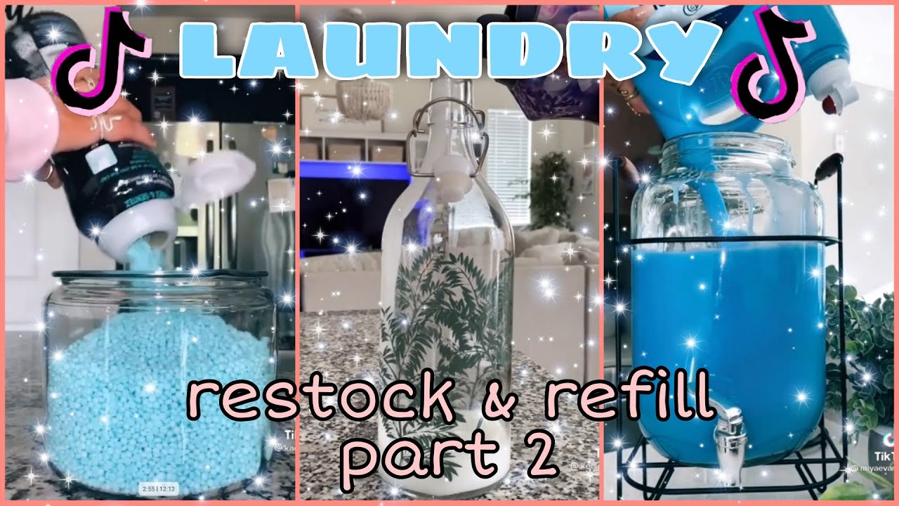 LAUNDRY ITEMS RESTOCK AND REFILL COMPILATION PART II - Organizing LAUNDRY products - Tiktok finds. ✨