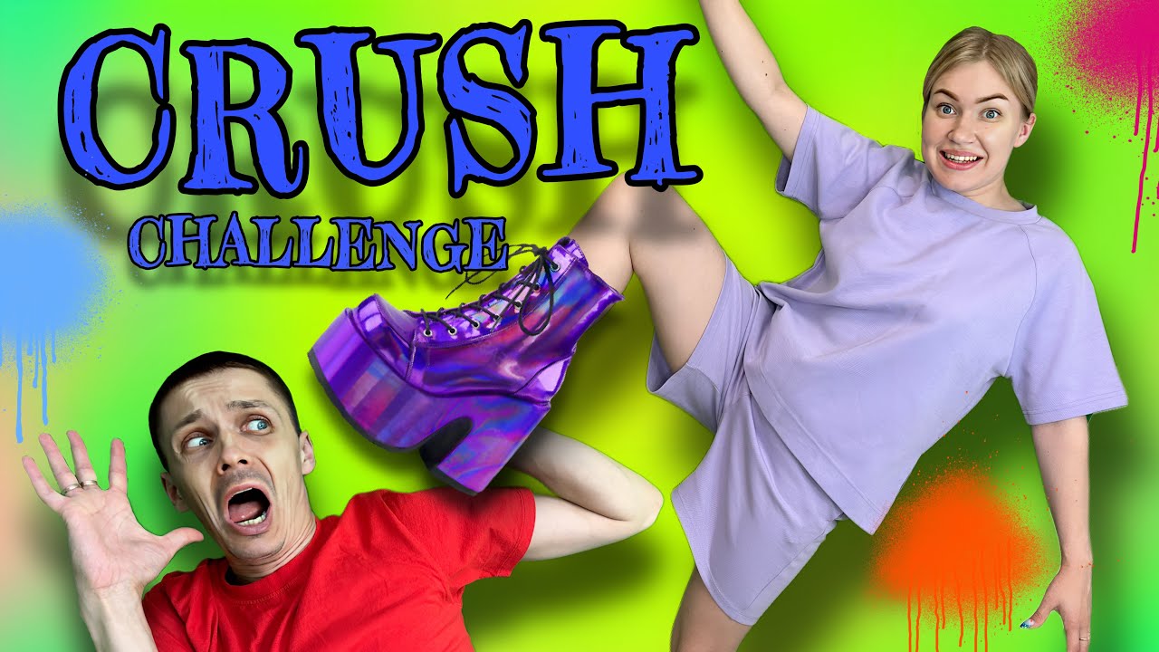 Experiment. Part 2. Crushing crunchy and soft things in high heels👠👡👢🥿