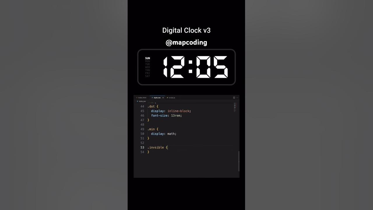 Making Digital Clock using html ,css and JS #shorts #html #css - YouTube