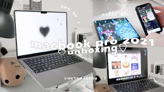 macbook pro 14&quot; 2021 m1 unboxing ♡₊˚•. 💻 + set up, accessories &amp; customizing ! (ft. DIVOOM)
