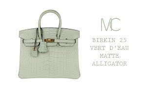 Hermes Green Vert d'eau Crocodile Birkin 25 Handbag - MAISON de LUXE