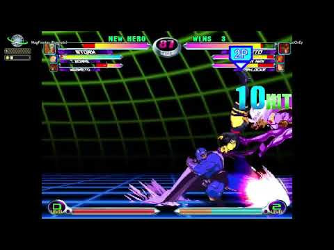 MvC2: Illan - Magneto 2x Tempest DHC Proton Cannon 76 Piece 92% Combo .:1.5.26:.