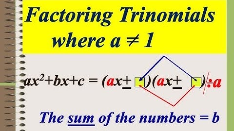 Factoring a Quadratic Trinomial  (leading coefficient is different than 1). Algebra