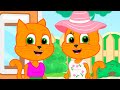 Cats Family in English - Twin Cartoon for Kids