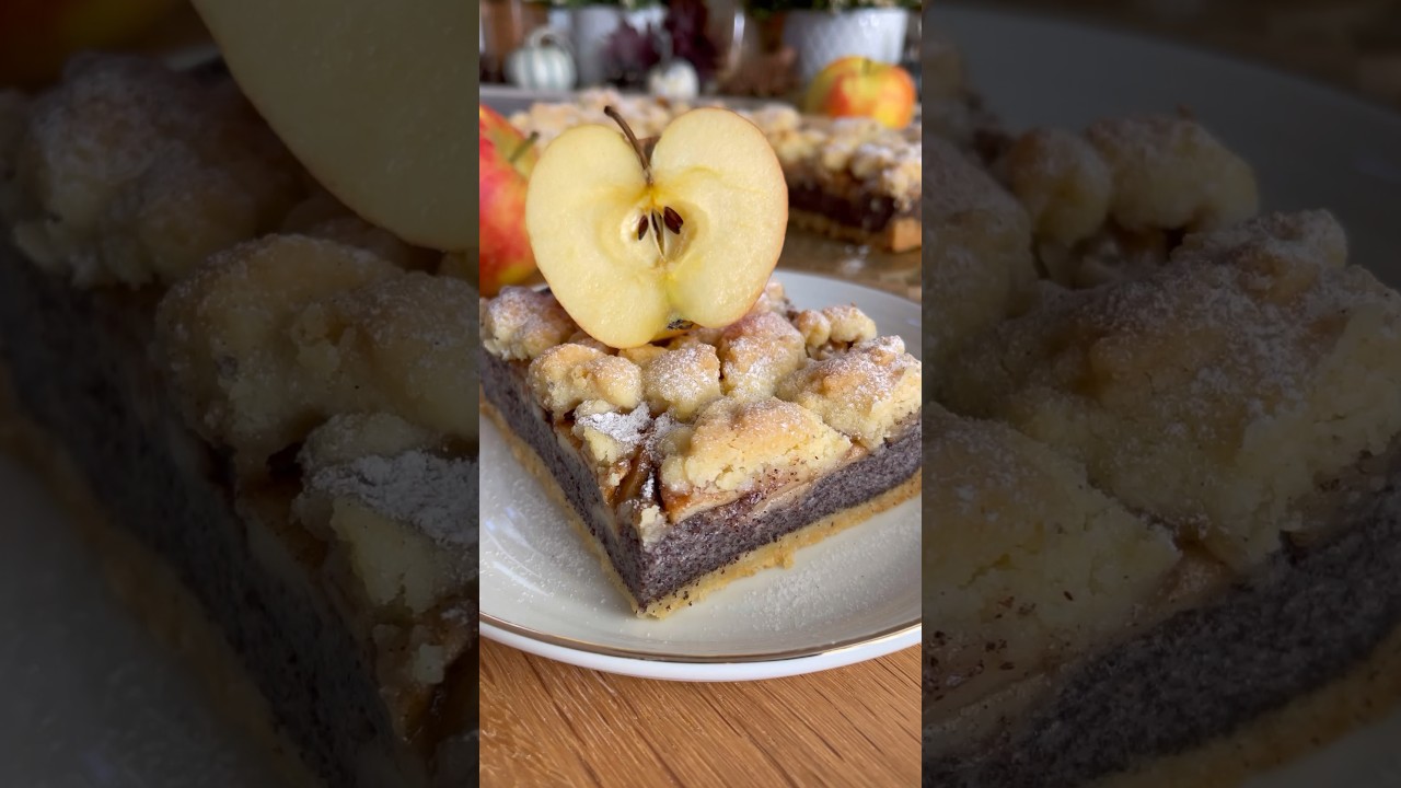 🍎Saftige Apfel-Zimt Mohn Schnitten #baking #cake #thermomix - YouTube