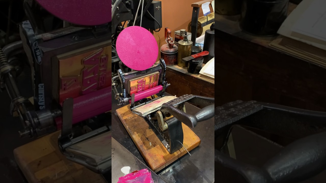 Making a letterpress print for our friends at @azra-games using a tabletop printing press
