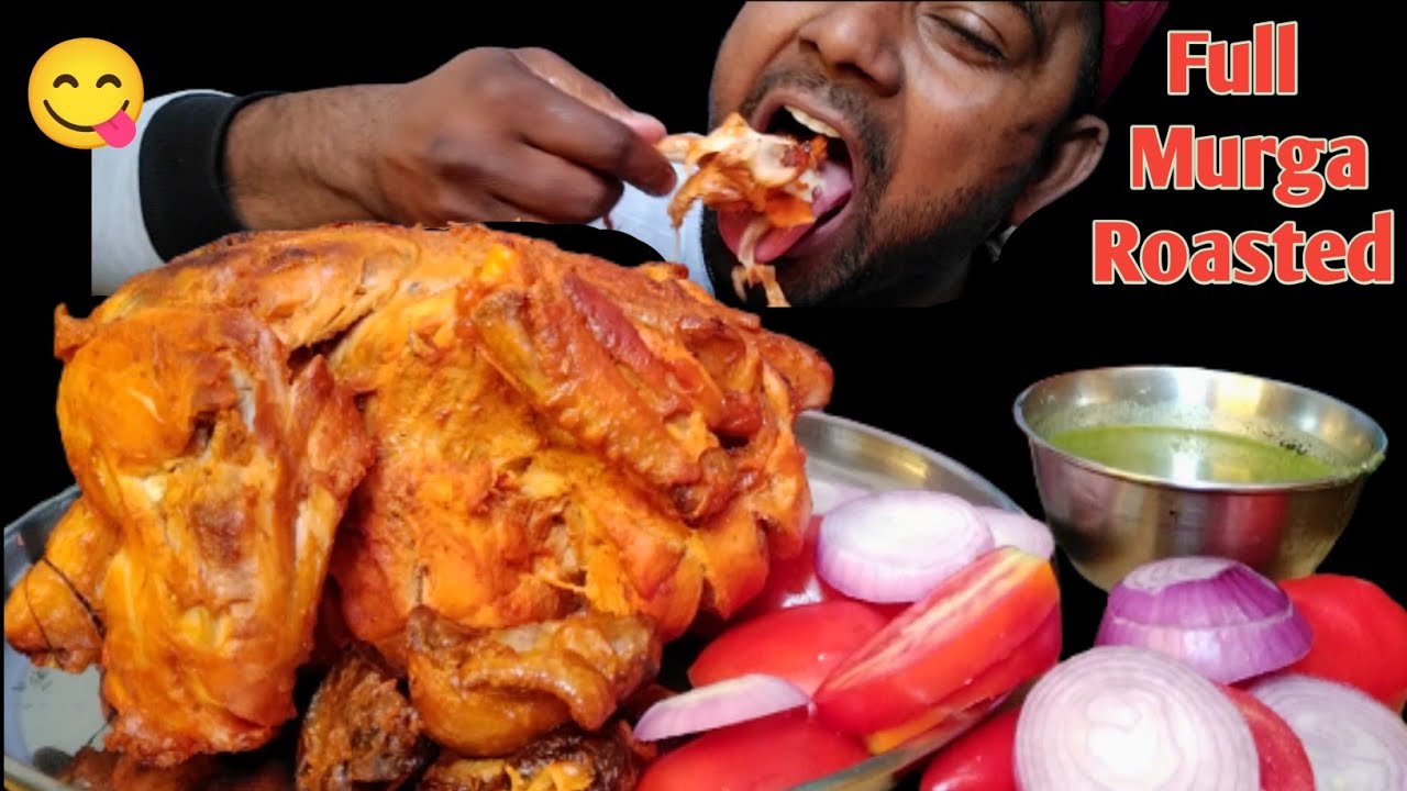 1.5Kg Full Fry Chicken Eating Challenge, Full Roasted Chicken With Chutney Eating, Capcicum Chicken
